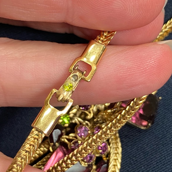 Rare Vintage Alice CAVINESS Purple Art Glass Rhinestone Tassel Designer Set - Picture 12 of 16